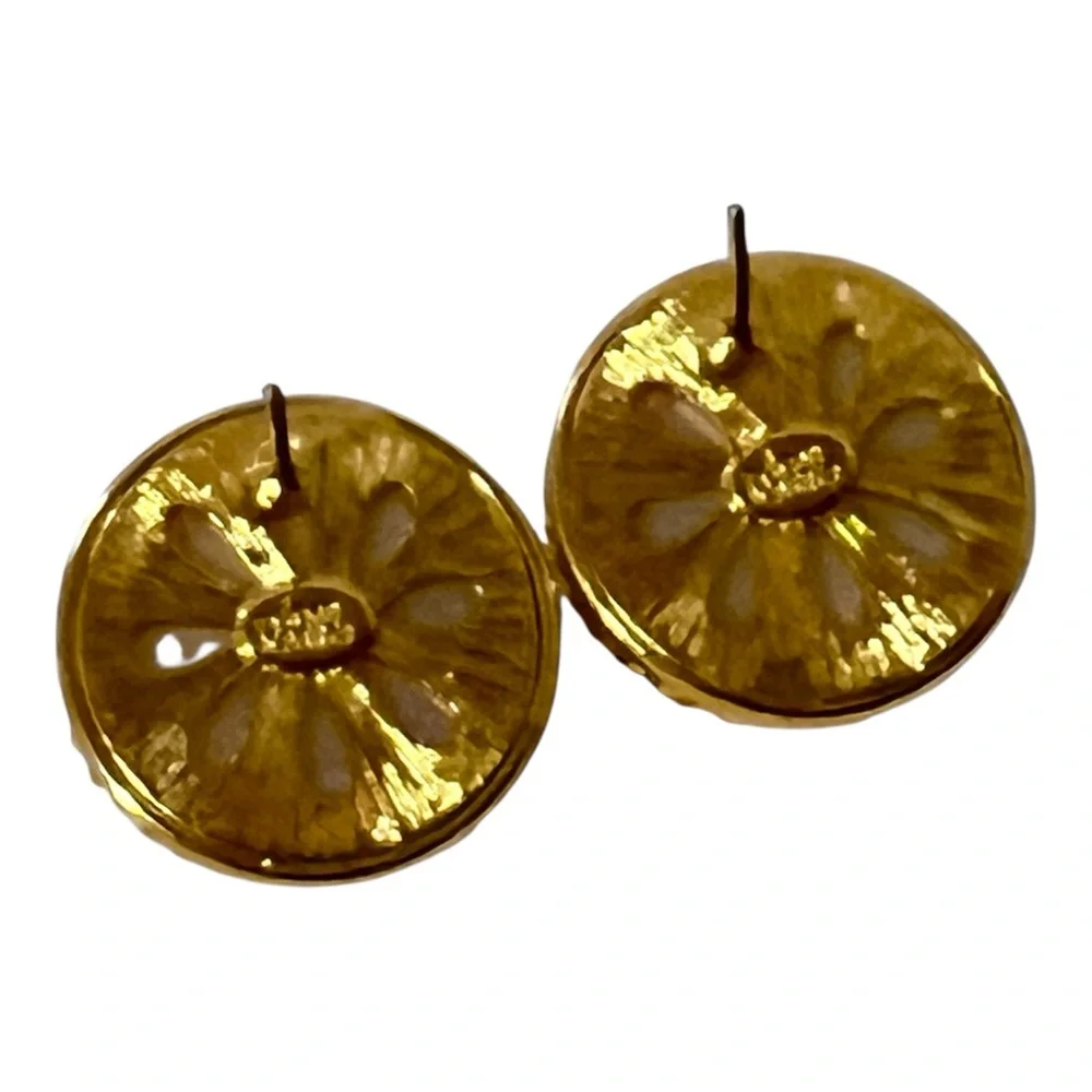 Joan Rivers Caged Pearl Earrings Post Goldtone